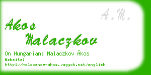 akos malaczkov business card