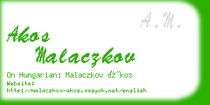 akos malaczkov business card